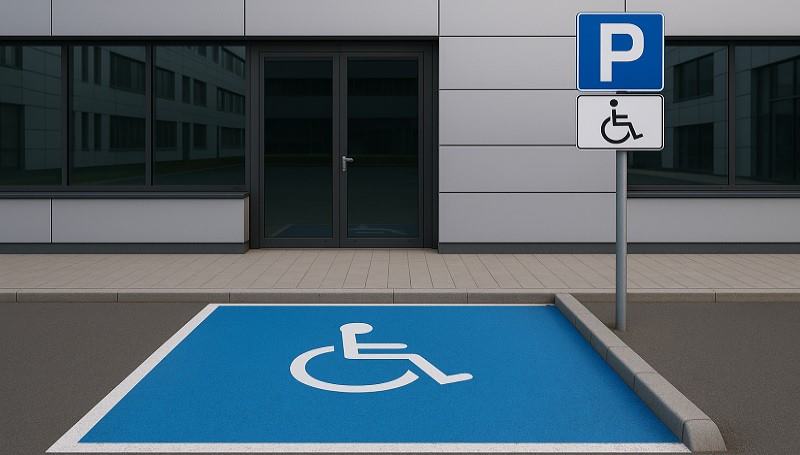 miejsce parkingowe dla niepełnosprawnych przed firmą